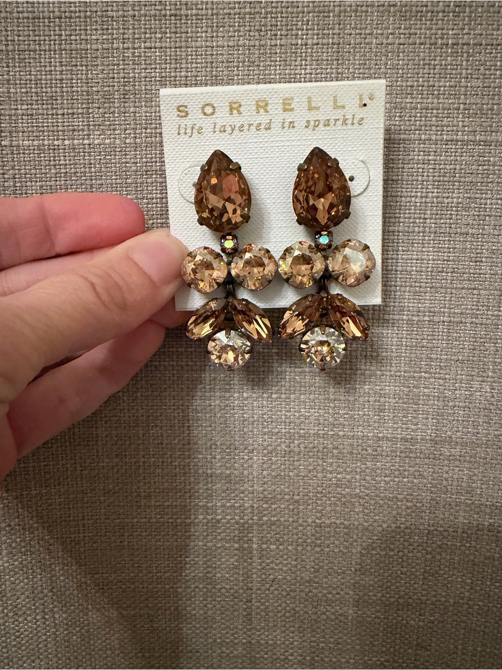 Sorrelli Crystal Lotus Flower Dangle Earrings Post Dangle Stunning Sparkle